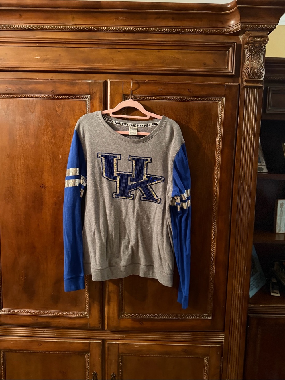Victoria's Secret PINK Gray and Royal Blue UK Logo Sweatshirt